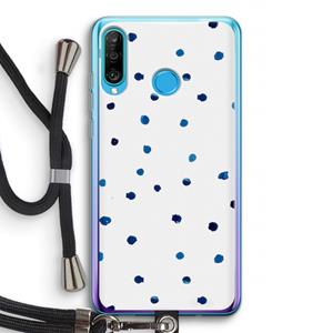 CaseCompany Blauwe stippen: Huawei P30 Lite Transparant Hoesje met koord