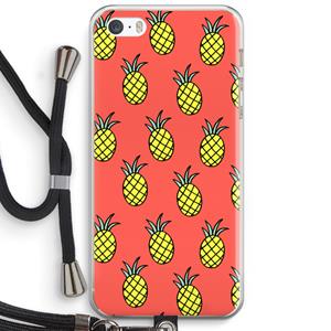 CaseCompany Ananas: iPhone 5 / 5S / SE Transparant Hoesje met koord