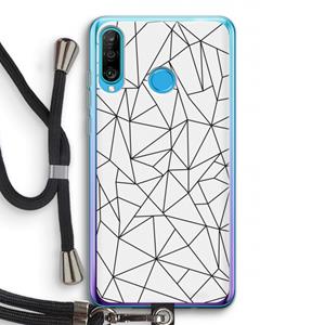 CaseCompany Geometrische lijnen zwart: Huawei P30 Lite Transparant Hoesje met koord