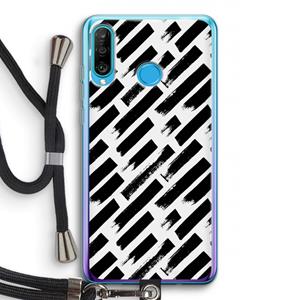 CaseCompany Zwarte vegen: Huawei P30 Lite Transparant Hoesje met koord
