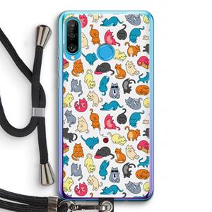 CaseCompany Kleurrijke katten: Huawei P30 Lite Transparant Hoesje met koord