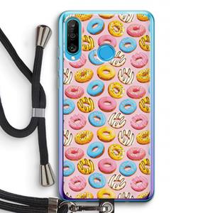 CaseCompany Pink donuts: Huawei P30 Lite Transparant Hoesje met koord