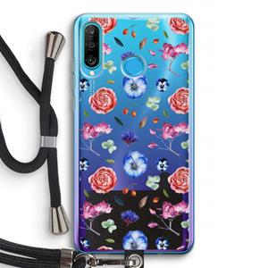 CaseCompany Bloemetjes: Huawei P30 Lite Transparant Hoesje met koord