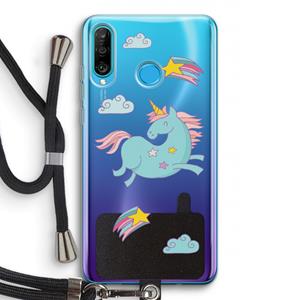 CaseCompany Vliegende eenhoorn: Huawei P30 Lite Transparant Hoesje met koord