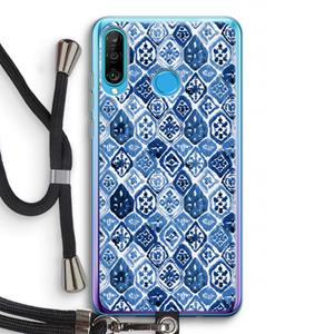 CaseCompany Blauw motief: Huawei P30 Lite Transparant Hoesje met koord