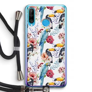 CaseCompany Bloemen tukan: Huawei P30 Lite Transparant Hoesje met koord