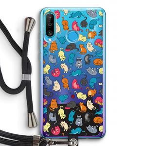 CaseCompany Kleurrijke katten: Huawei P30 Lite Transparant Hoesje met koord