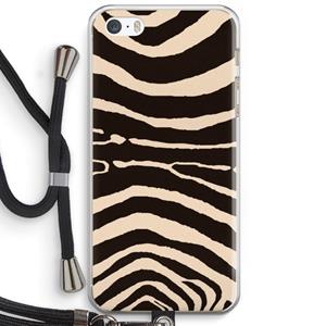 CaseCompany Arizona Zebra: iPhone 5 / 5S / SE Transparant Hoesje met koord