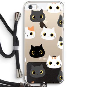 CaseCompany Katten: iPhone 5 / 5S / SE Transparant Hoesje met koord