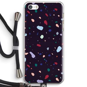 CaseCompany Dark Rounded Terrazzo: iPhone 5 / 5S / SE Transparant Hoesje met koord