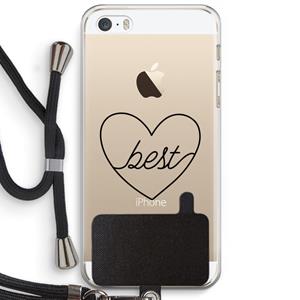 CaseCompany Best heart black: iPhone 5 / 5S / SE Transparant Hoesje met koord