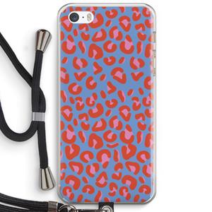 CaseCompany Leopard blue: iPhone 5 / 5S / SE Transparant Hoesje met koord
