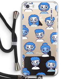 CaseCompany Gezichtjes: iPhone 5 / 5S / SE Transparant Hoesje met koord