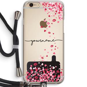 CaseCompany Hartjes en kusjes: iPhone 6 / 6S Transparant Hoesje met koord
