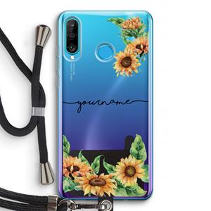 CaseCompany Zonnebloemen: Huawei P30 Lite Transparant Hoesje met koord