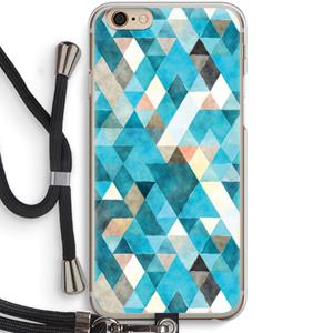 CaseCompany Gekleurde driehoekjes blauw: iPhone 6 / 6S Transparant Hoesje met koord