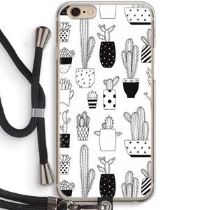 CaseCompany Cactusmotief: iPhone 6 / 6S Transparant Hoesje met koord
