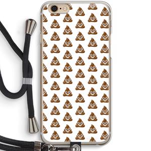CaseCompany Poop emoji: iPhone 6 / 6S Transparant Hoesje met koord