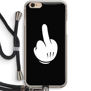CaseCompany Middle finger black: iPhone 6 / 6S Transparant Hoesje met koord