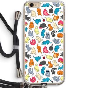 CaseCompany Kleurrijke katten: iPhone 6 / 6S Transparant Hoesje met koord