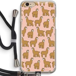 CaseCompany Alpacas: iPhone 6 / 6S Transparant Hoesje met koord