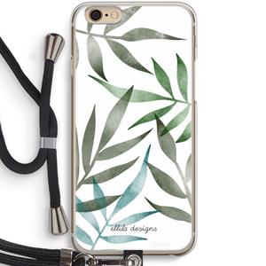 CaseCompany Tropical watercolor leaves: iPhone 6 / 6S Transparant Hoesje met koord