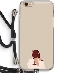 CaseCompany I drink wine: iPhone 6 / 6S Transparant Hoesje met koord