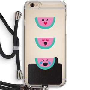 CaseCompany Smiley watermeloen: iPhone 6 / 6S Transparant Hoesje met koord