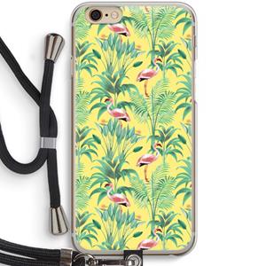 CaseCompany Flamingo party: iPhone 6 / 6S Transparant Hoesje met koord