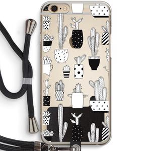 CaseCompany Cactusmotief: iPhone 6 / 6S Transparant Hoesje met koord