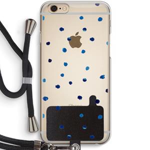 CaseCompany Blauwe stippen: iPhone 6 / 6S Transparant Hoesje met koord