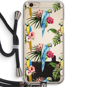 CaseCompany Kleurrijke papegaaien: iPhone 6 / 6S Transparant Hoesje met koord