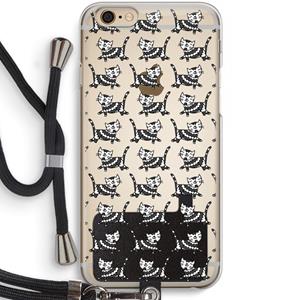 CaseCompany Zwarte poes: iPhone 6 / 6S Transparant Hoesje met koord