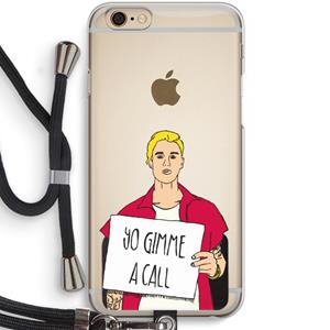 CaseCompany Gimme a call: iPhone 6 / 6S Transparant Hoesje met koord