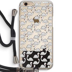CaseCompany Zwanen: iPhone 6 / 6S Transparant Hoesje met koord