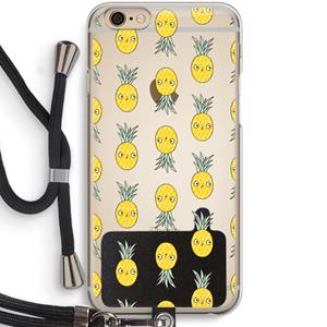 CaseCompany Ananas: iPhone 6 / 6S Transparant Hoesje met koord