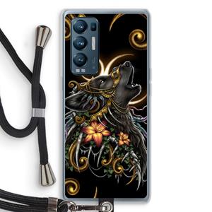CaseCompany Huilende Wolf: Oppo Find X3 Neo Transparant Hoesje met koord