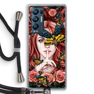 CaseCompany Lady Moth: Oppo Find X3 Neo Transparant Hoesje met koord