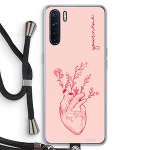 CaseCompany Blooming Heart: Oppo A91 Transparant Hoesje met koord