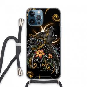 CaseCompany Huilende Wolf: iPhone 13 Pro Max Transparant Hoesje met koord