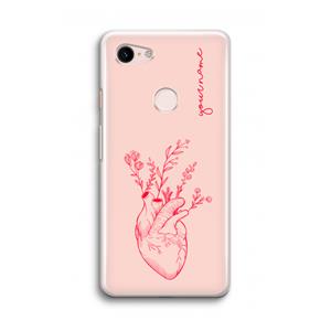 CaseCompany Blooming Heart: Google Pixel 3 Transparant Hoesje