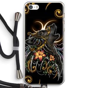 CaseCompany Huilende Wolf: iPhone 5 / 5S / SE Transparant Hoesje met koord