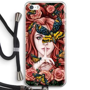 CaseCompany Lady Moth: iPhone 5 / 5S / SE Transparant Hoesje met koord