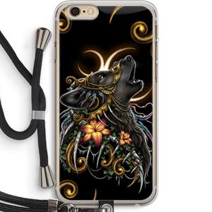 CaseCompany Huilende Wolf: iPhone 6 PLUS / 6S PLUS Transparant Hoesje met koord