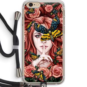 CaseCompany Lady Moth: iPhone 6 PLUS / 6S PLUS Transparant Hoesje met koord
