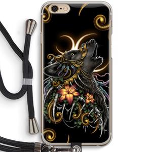 CaseCompany Huilende Wolf: iPhone 6 / 6S Transparant Hoesje met koord