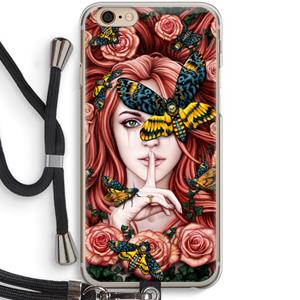 CaseCompany Lady Moth: iPhone 6 / 6S Transparant Hoesje met koord