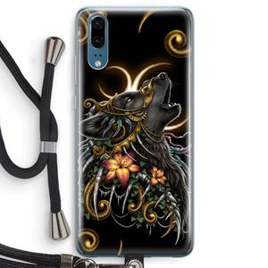 CaseCompany Huilende Wolf: Huawei P20 Transparant Hoesje met koord