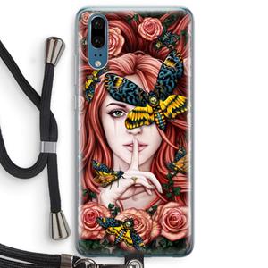 CaseCompany Lady Moth: Huawei P20 Transparant Hoesje met koord