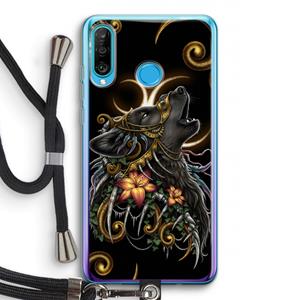 CaseCompany Huilende Wolf: Huawei P30 Lite Transparant Hoesje met koord